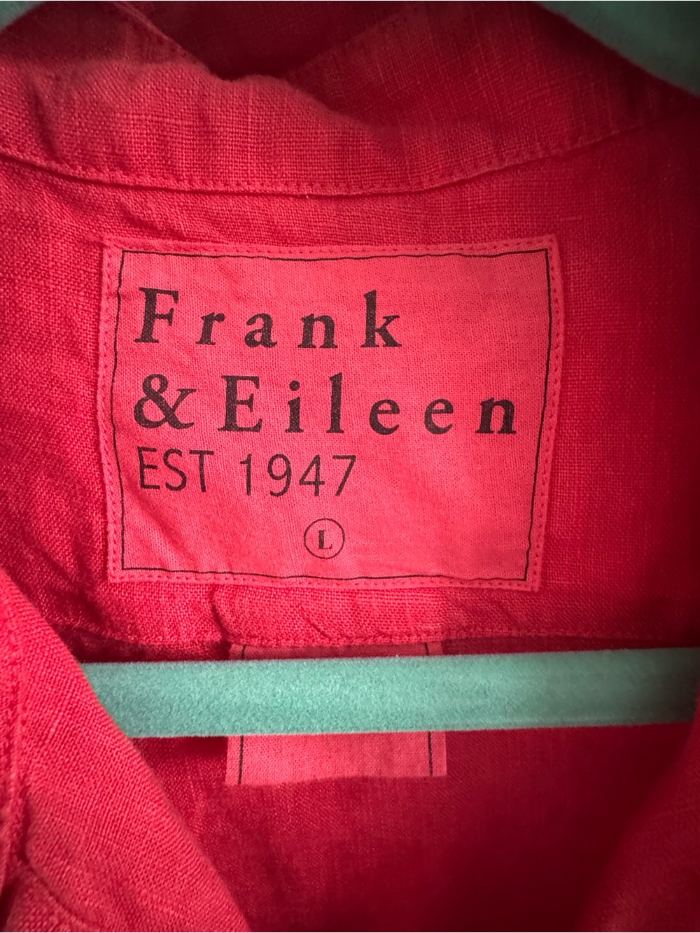 Frank & Eileen light Red Linen Shirt Women's Large NWOT - Picture 2 of 4